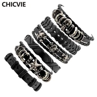 chicvie mens leather bracelet bangles charms for women skull bracelets for jewelry making bracelet cuir wrap homme sbr180120