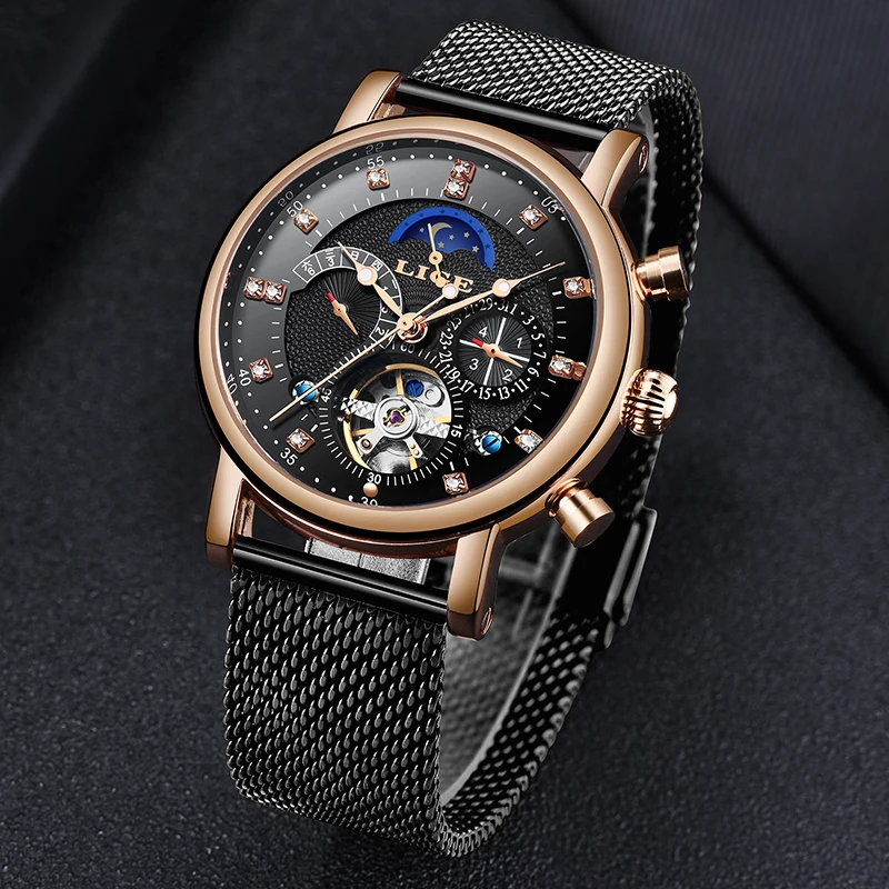LIGE мужские s часы Роскошные модные брендовые механические automatic Tourbillon