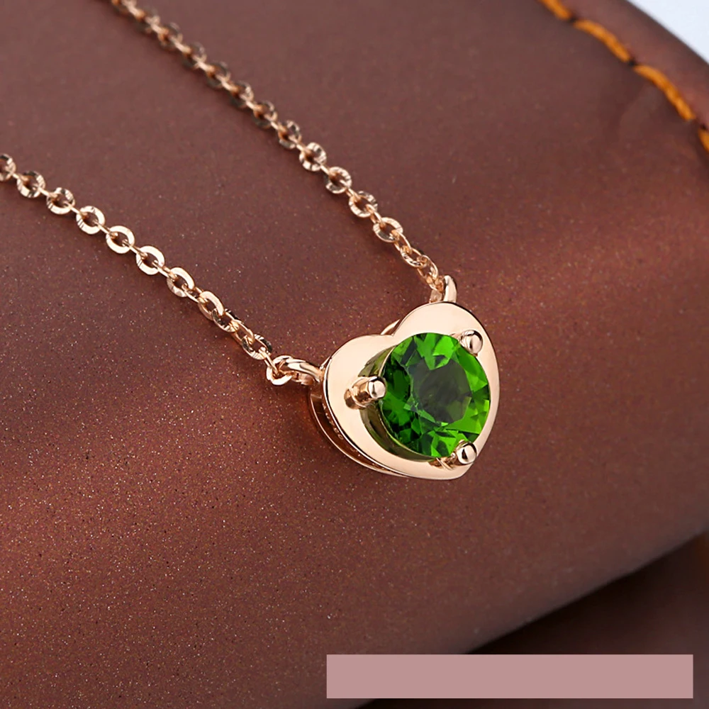 Большой 1 карат 18K золото естественный диопсид подвеска зеленый драгоценный