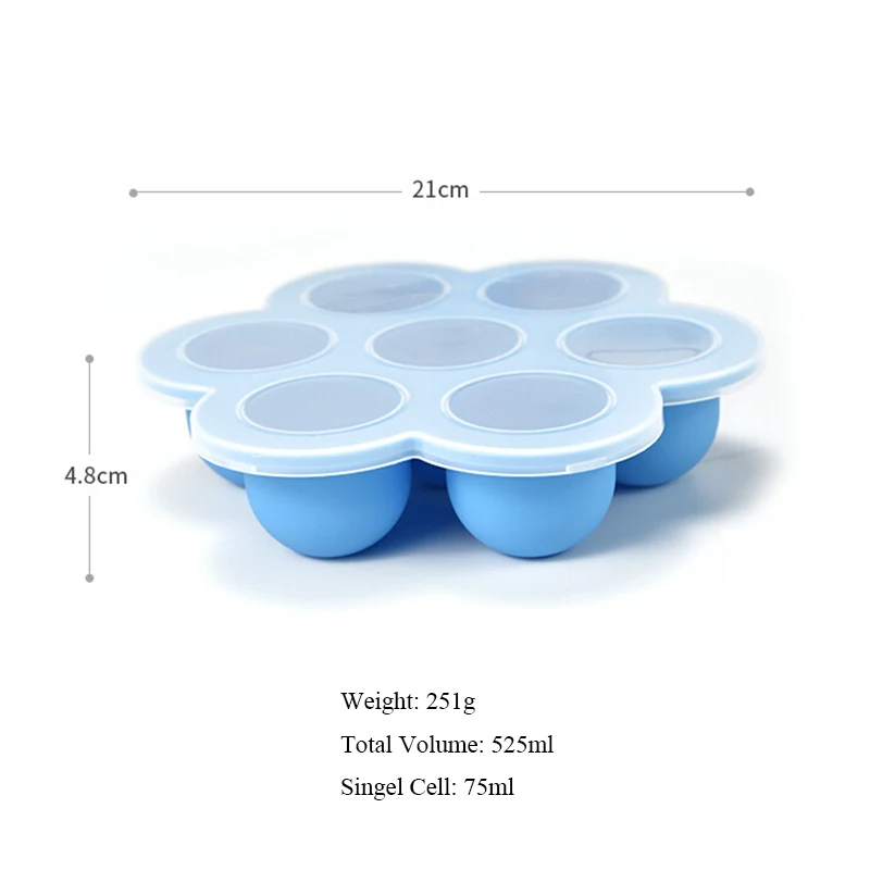 Multifunction Safety Silicone Baby Infant Flower Lattice Food Container Fruit Breastmilk Storage Box Freezer Tray Cup Cake Mold | Мать и