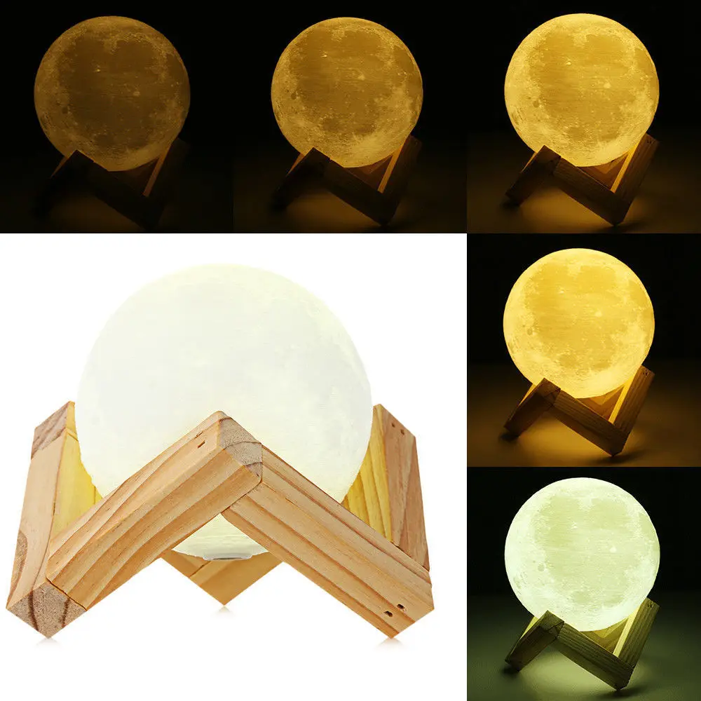 Dikale 3D печать Луны лампа 8 см USB светодиодный сенсорный светильник Luminaria ing Спальня