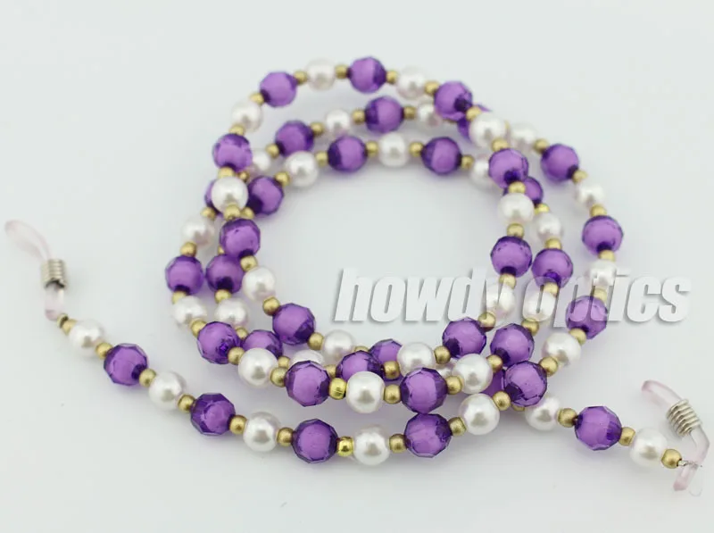 Purple 1 шт красочные жемчужные бисерные солнцезащитные очки цепочка для очков для чтения очки шнур держатель Веревка ленты fitas oculos - Цвет: Purple