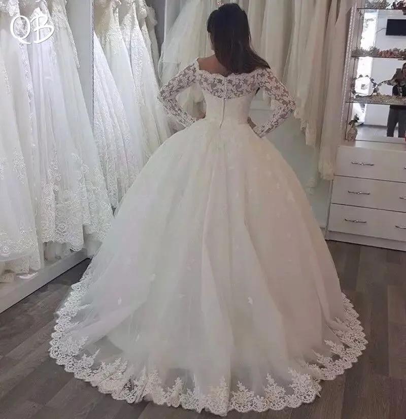 Custom Made Ball Gown Long Sleeve Lace Beading Wedding Dresses Formal Elegant Bridal Gowns DW01 | Свадьбы и торжества