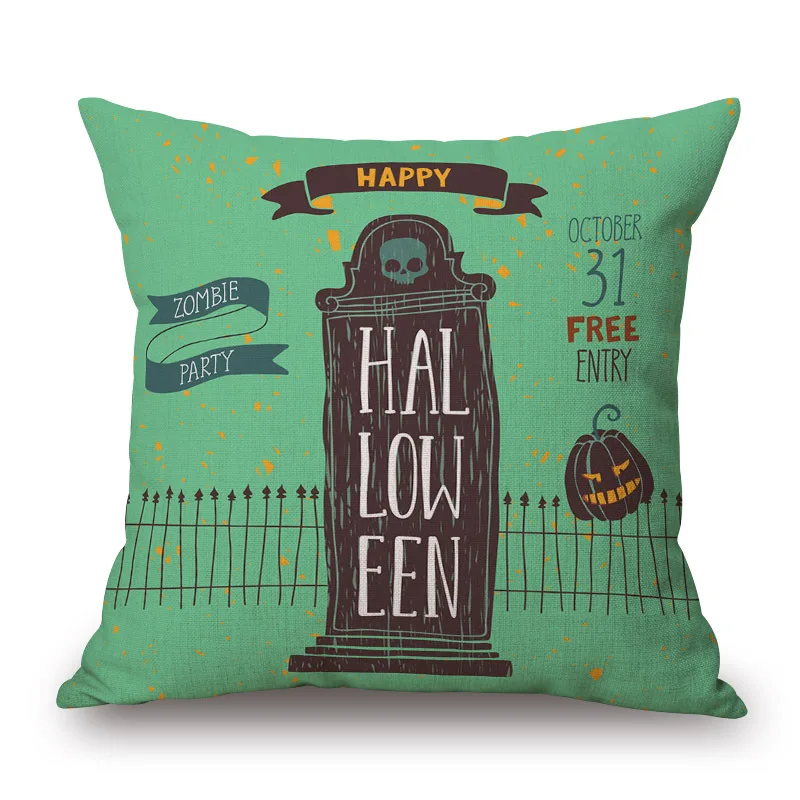 

Decorative Cotton Linen Cushion Cover 45X45Cm Capa de Dlmofada Sofa Bedding Throw Pillow Case Crazy Halloween Holiday pumpkin