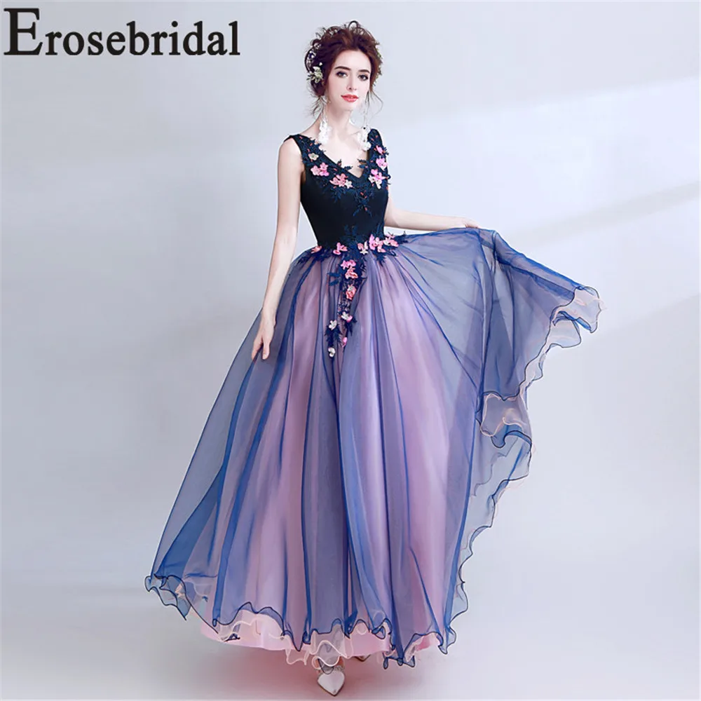 Женское кружевное вечернее платье Erosebridal длинное контрастное на выпускной