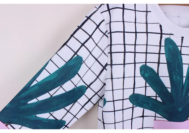 Укороченные свитшоты с принтом кактуса для девочек Прямая поставка повседневная