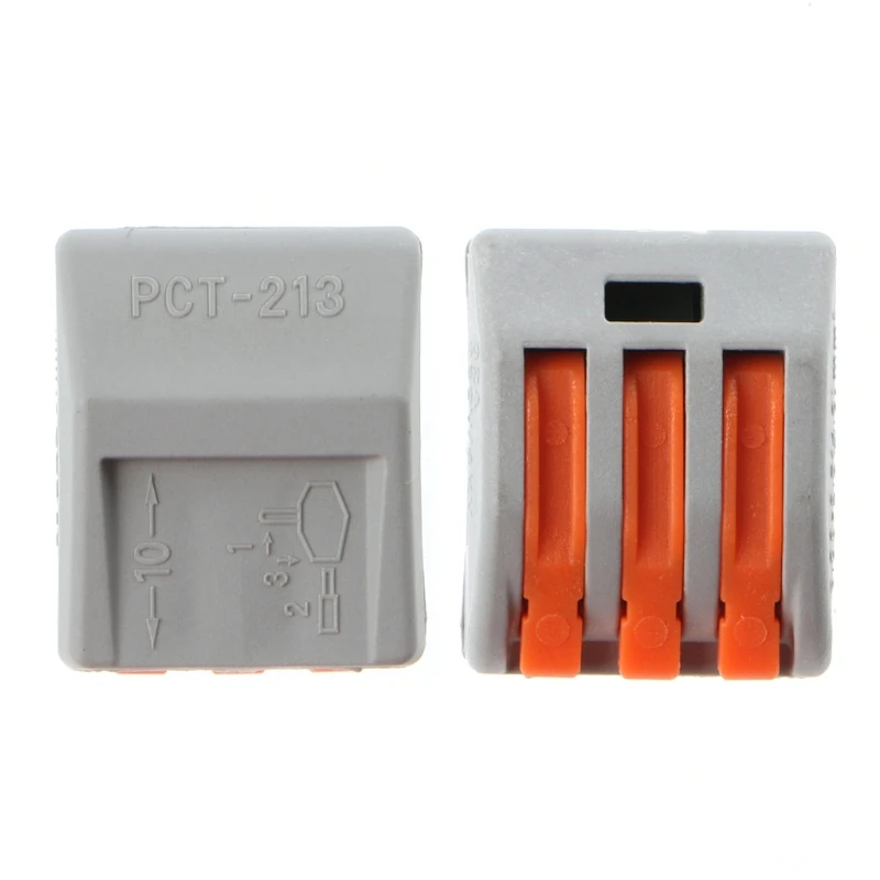 

OOTDTY 10 Pcs 3 Way Electric Cable Wire Connector Reusable Lever Terminal Block Wire Connectors