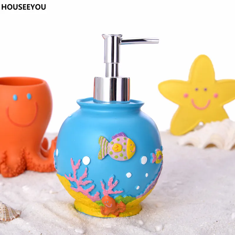 Мультяшный дозатор для мыла в морском стиле из смолы держатель зубных щеток