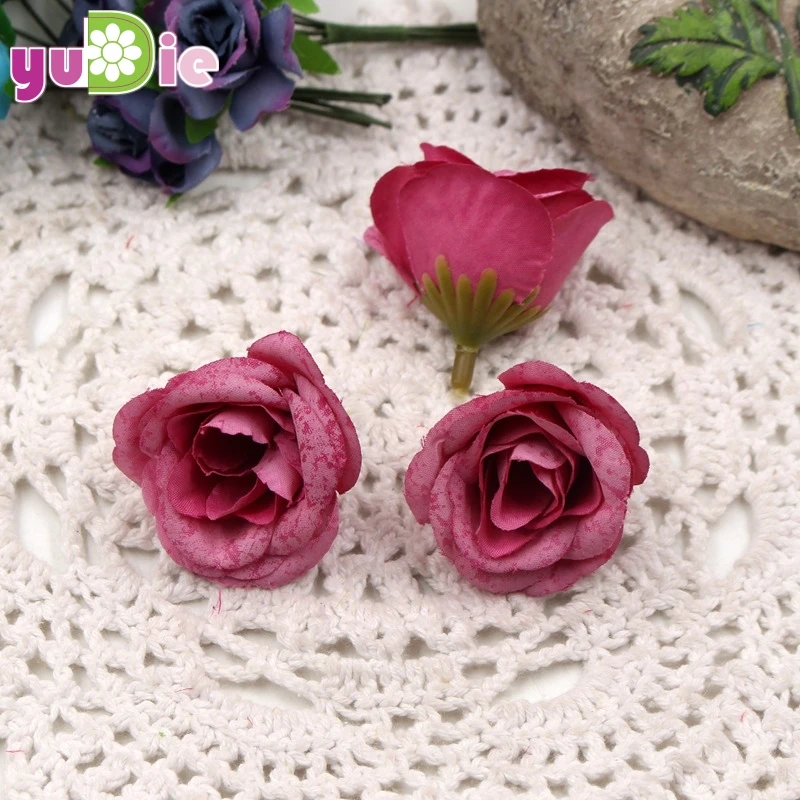 100 шт. 4 см искусственный цветок Шелковая Роза украшение для свадебной вечеринки