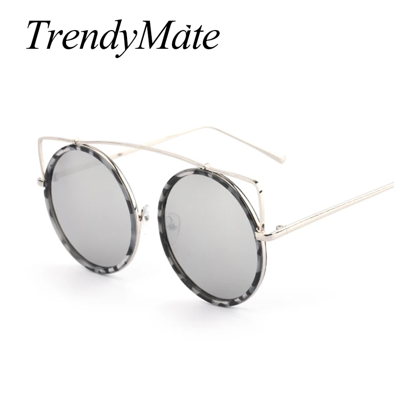 Популярные женские солнцезащитные очки кошачий глаз большие круглые в богемном