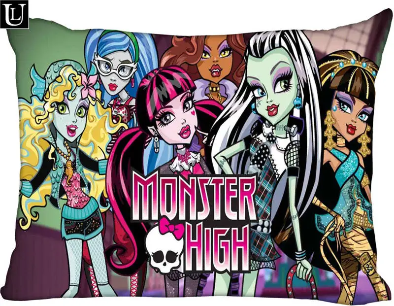 

Custom Monster High Rectangle Pillowcase zipper Classic Pillow Case DIY Pillow Case With Your Picture 20x30inch two sides