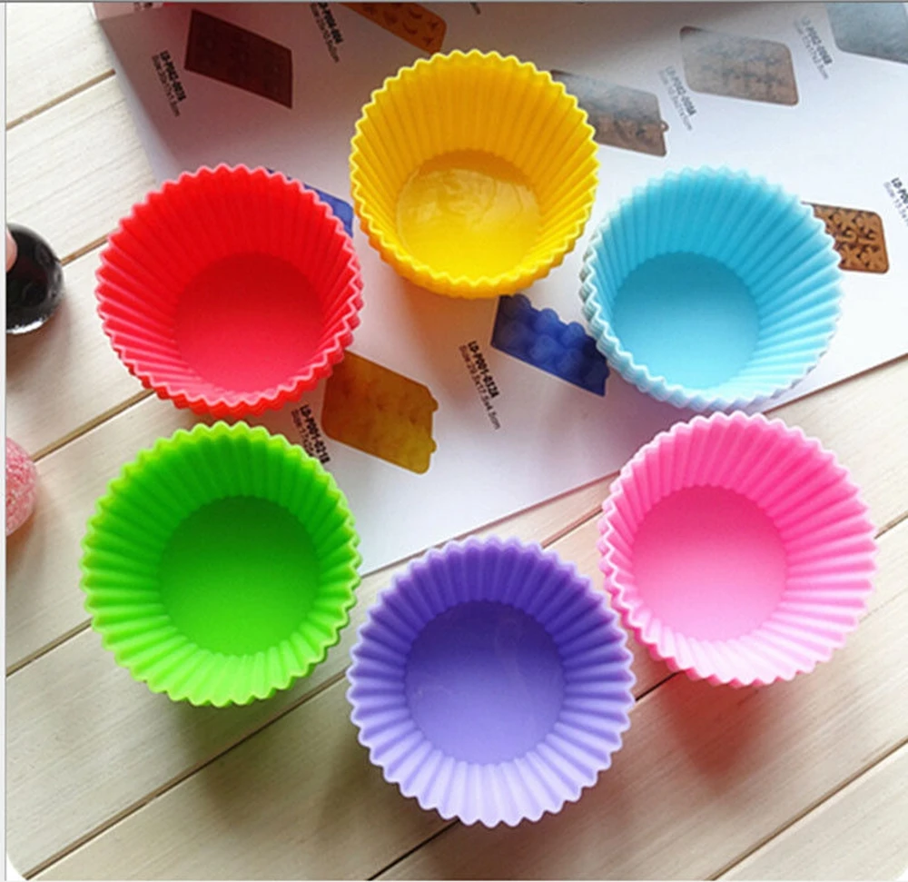 6 шт./компл. круглая форма для Маффин кекса красочные силиконовые муфельные ящики