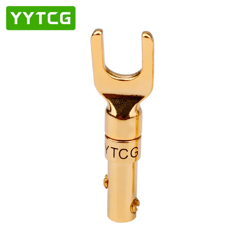 YYTCG 4 шт./партия "U" "Y" разъем типа "банан" Conenctor позолоченный Spade динамик банан Вилки Аудио Винтовые Разъемы Вилки адаптер