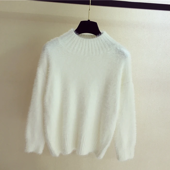 Женский утепленный свитер-водолазка мягкий теплый пушистый свитер большого