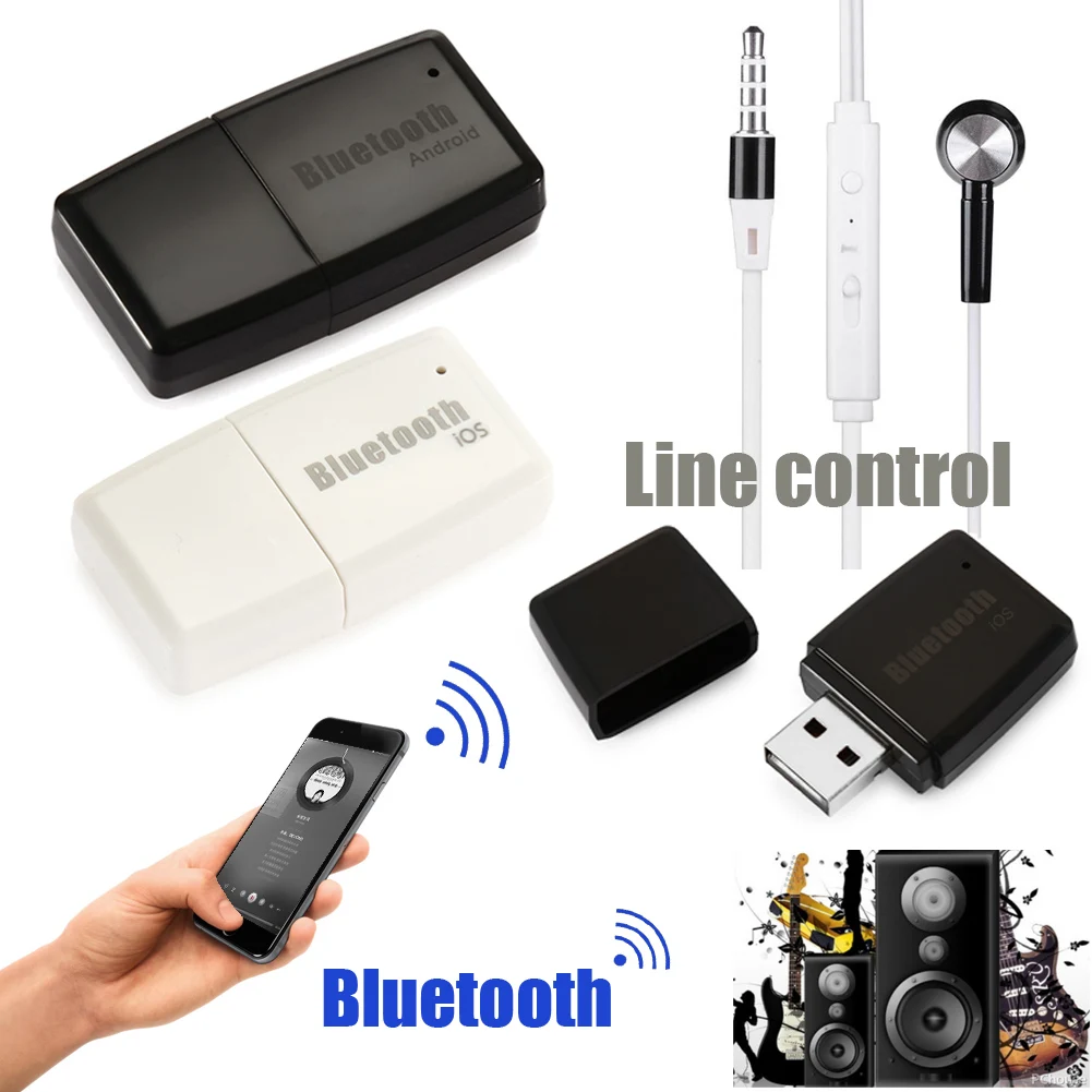 

Беспроводной Bluetooth V4.1 + EDR A2DP 3,5 мм USB комплект громкой связи для дома и автомобиля, AUX аудио стерео музыкальный ресивер, адаптер для Android и iOS