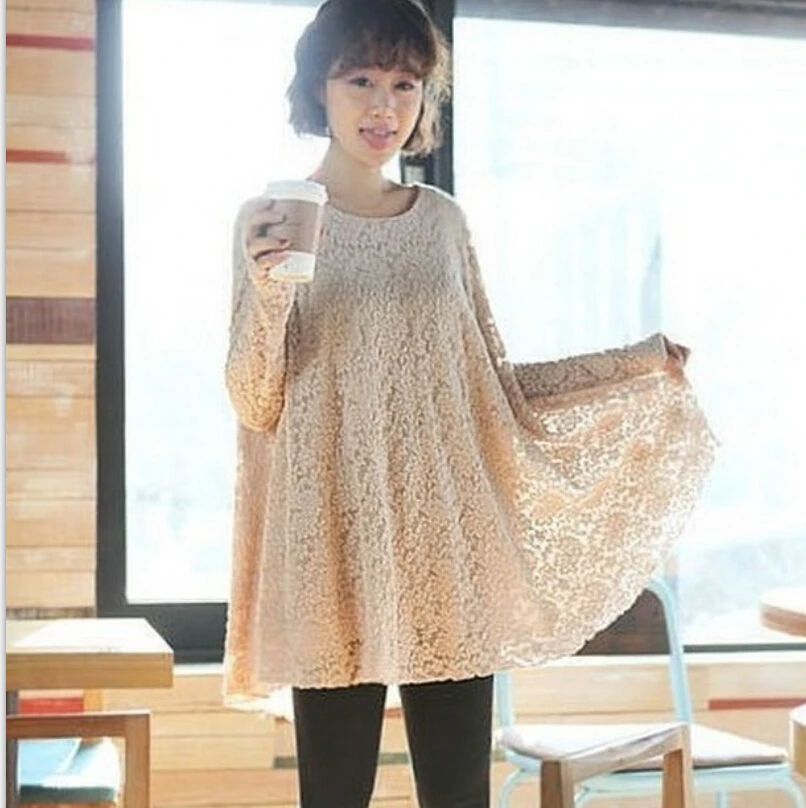 Кружевные платья для беременных Одежда Весенняя осенняя одежда с длинным