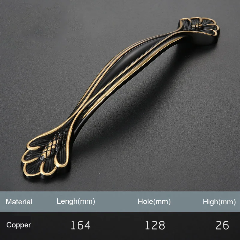 C-0027 128mm Черный аппаратный фитинг Шкаф Тянет Твердые Латунные Ручки кухонный шкаф ручка винный шкаф кнопки антикварные - Цвет: C-0027 128mm