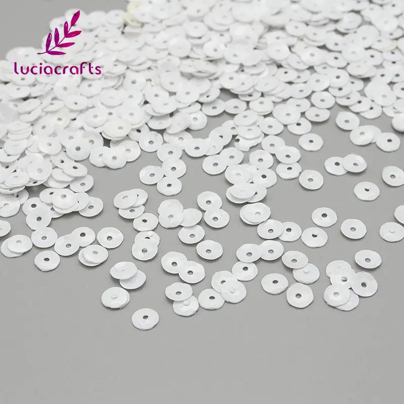 White 20g Lucia crafts 5 мм 20 г/лот хлопья Радужная чашка с блестками плоские свободные блестки для шитья одежды платье DIY украшения D0802 - Цвет: White 20g