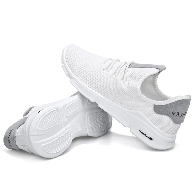 Мужская повседневная обувь Легкие сетчатые кроссовки белые дышащие Flyweather