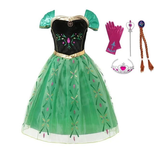 Anna Dress 603 Sets Платье Анны для девочек; детское платье принцессы; детское карнавальное платье; карнавальные костюмы для девочек-подростков; Вечерние платья на Хэллоуин - Цвет: Anna Dress 603 Sets