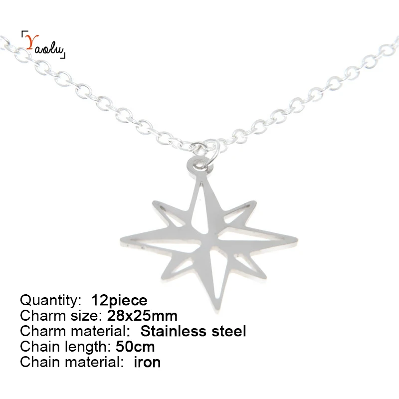 12piece Necklace Набор бижутерии с розой, компасы, розой, русской звездой, из нержавеющей стали, Очаровательное ожерелье, браслет, серьги на лодыжке - Окраска металла: 12piece Necklace