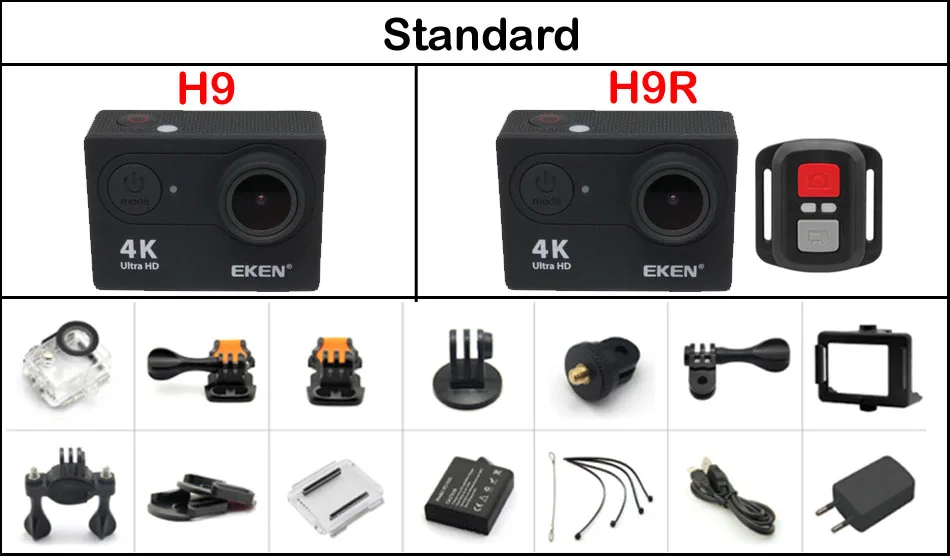 Оригинальная Экшн-камера eken H9/H9R с дистанционным управлением Ultra HD 4K WiFi 1080 P/60FPS 2,0 lcd 170D объектив спортивная водонепроницаемая профессиональная камера Go
