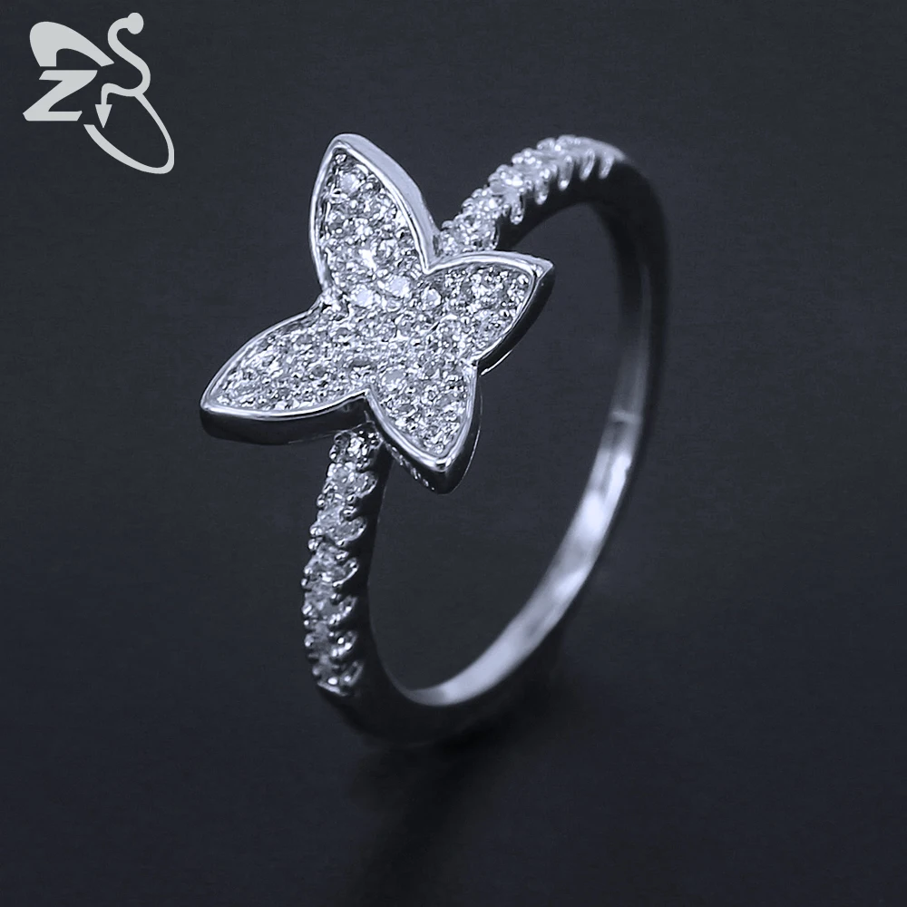 ZS бабочка кольцо для Для женщин проложили кубического циркония Кольца розовое
