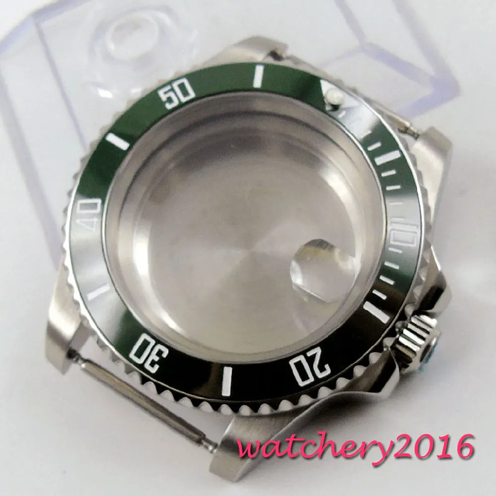 Новый 40 мм сапфировое стекло зеленый керамический корпус чехол для часов