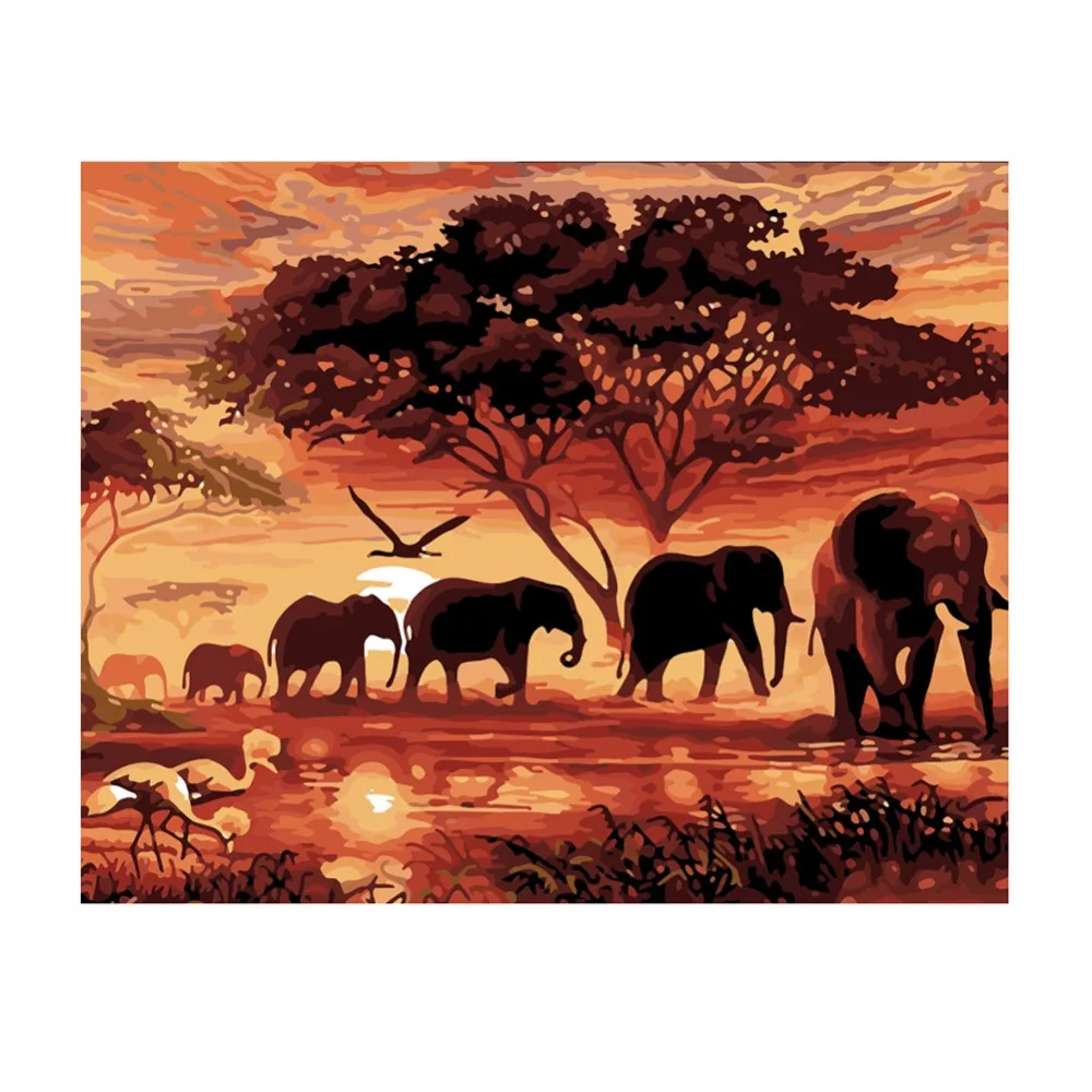 Digital Painting Hand-painted Modern Abstract Decorative Animal Art Canvas Set Mural Frameless Wall Decoration | Дом и сад
