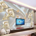 Пользовательские фото обои 3D стереоскопический Калла цветок бриллиант ювелирные изделия жемчуг шелк фон Декор роспись обои для гостиной