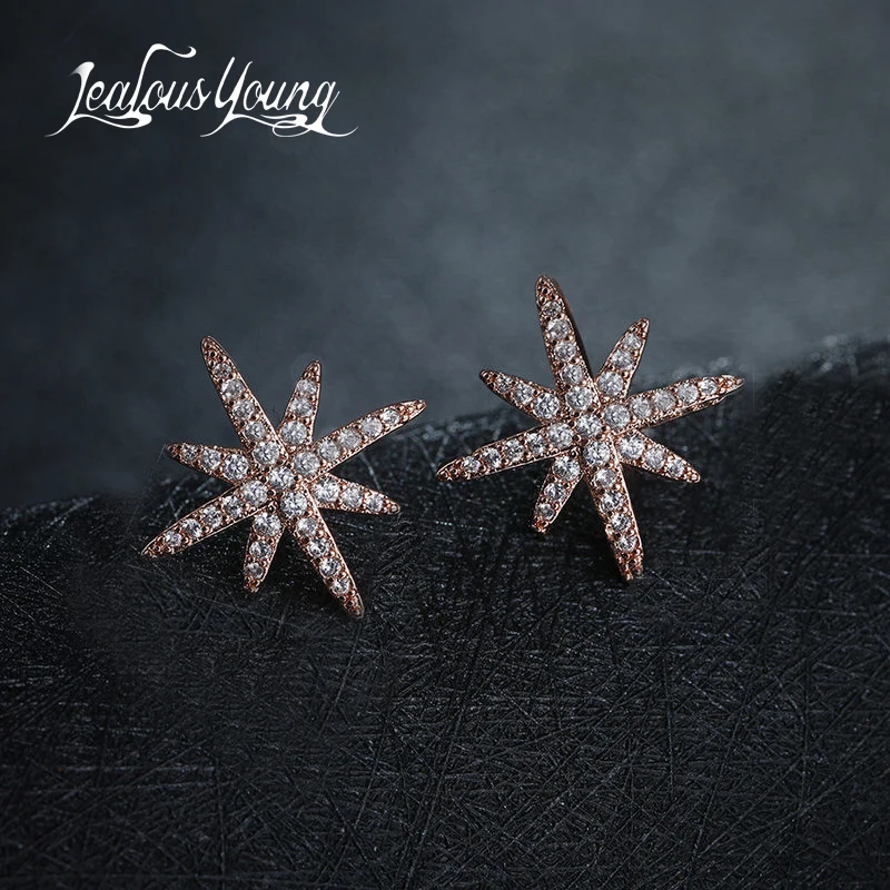 Женские серьги гвоздики из розового золота с фианитом|stud earrings rose gold|cross stud