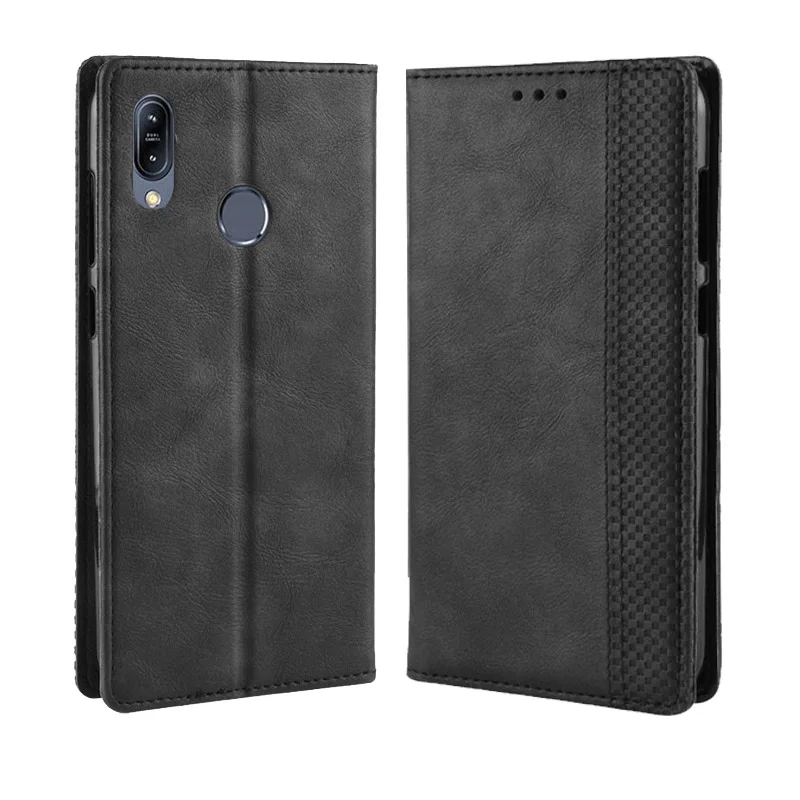 Роскошный тонкий кожаный чехол на магните в стиле ретро для Asus Zenfone Max M2 ZB633KL