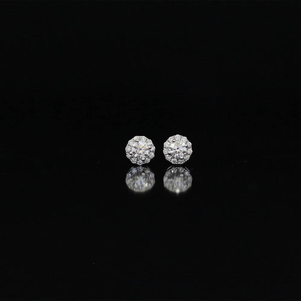 LASAMERO 0.196CT круглые серьги с натуральным бриллиантом 18K золотые бриллиантовые