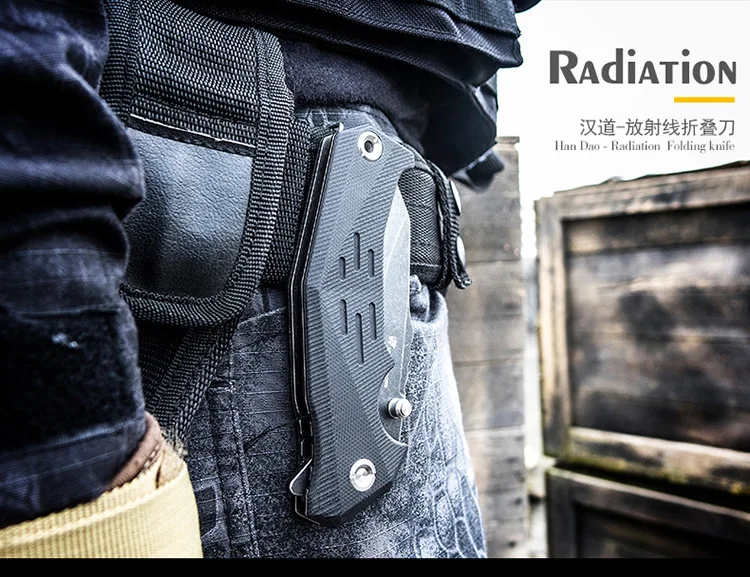 HX DOTDOORS Radiation tactical folding knife camping survival multi-function knife, outdoor survival high sharp EDC knife