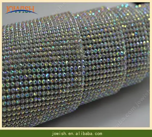 Clear ab with silver 45X120 см/рулон Cristal SS8 Свадебные украшения Прозрачная отделка стразами, горячая фиксация кристалла ab алюминиевые сетчатые повязки Str - Цвет: Clear ab with silver