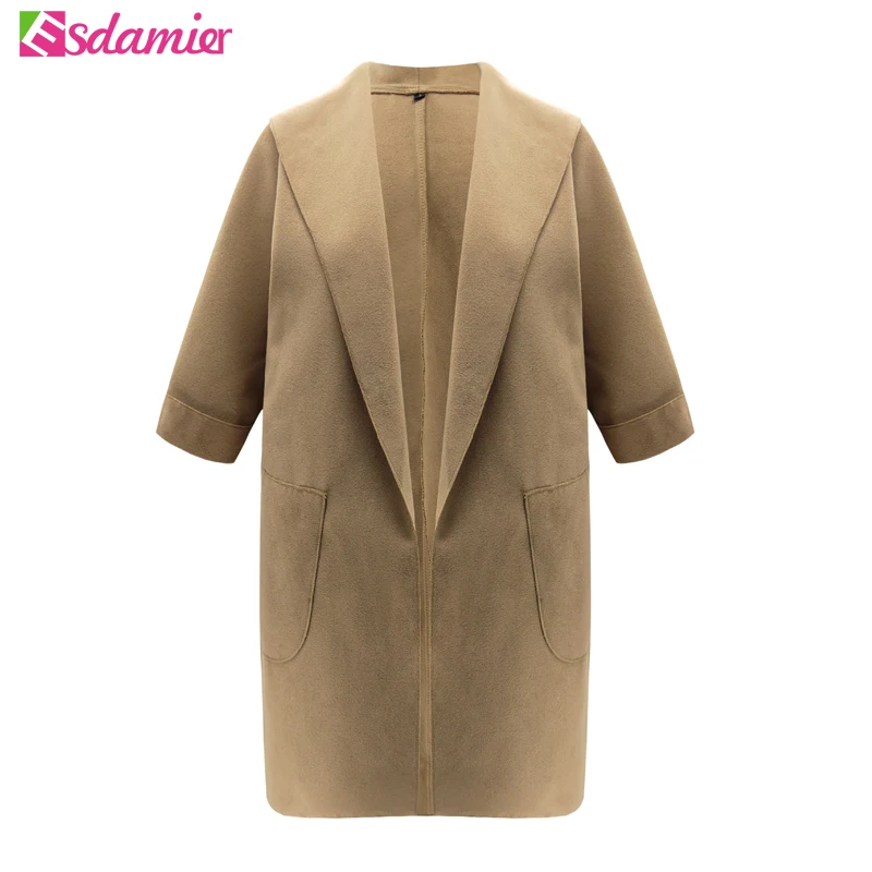 Женское шерстяное пальто ESDAMIER Осеннее свободное повседневное с коротким рукавом