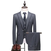 jacketvestpants 2019 spring fashion stripe grey single button men suits classic suits mens business wedding suit men blazer