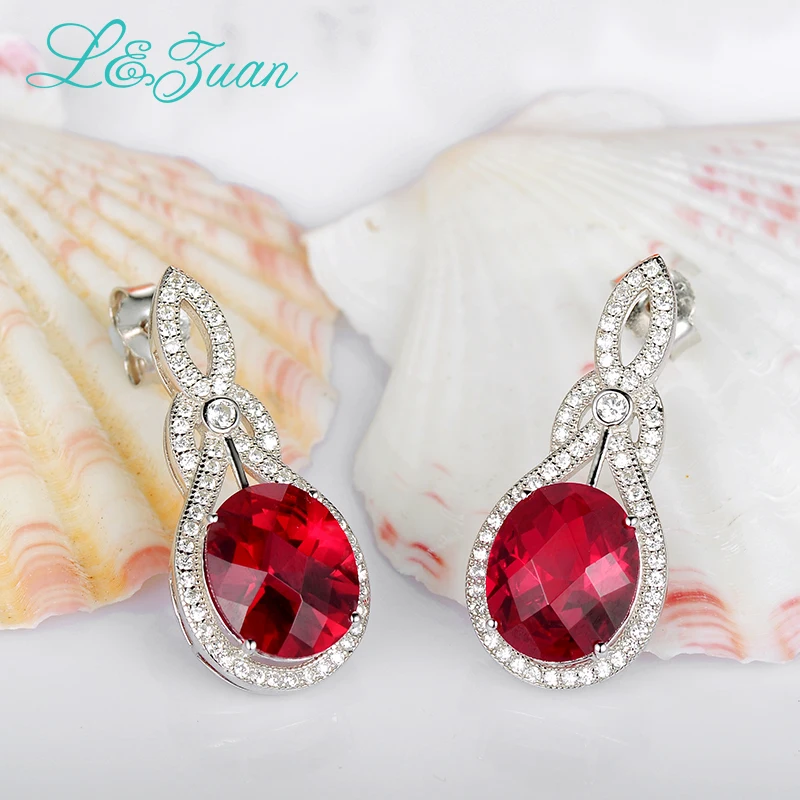 Женские серьги подвески из серебра 925 пробы с красным камнем|earrings christmas|earrings