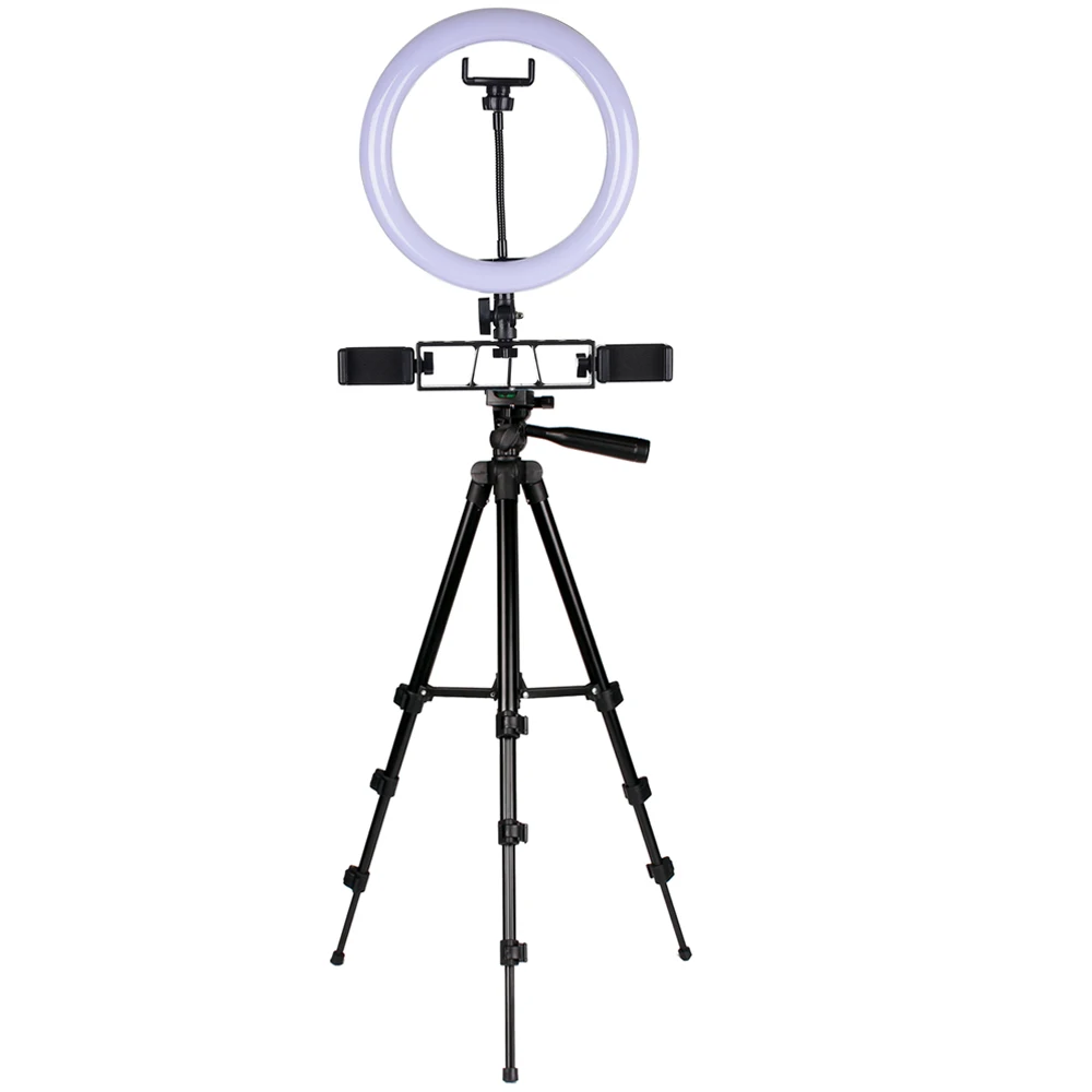 Белый Video Light 26 CM Annular Lamp LED Ring Light for Youtube Photo Shooting Tripod for Camera Photography Studio with Phone Holder - Цвет: Белый