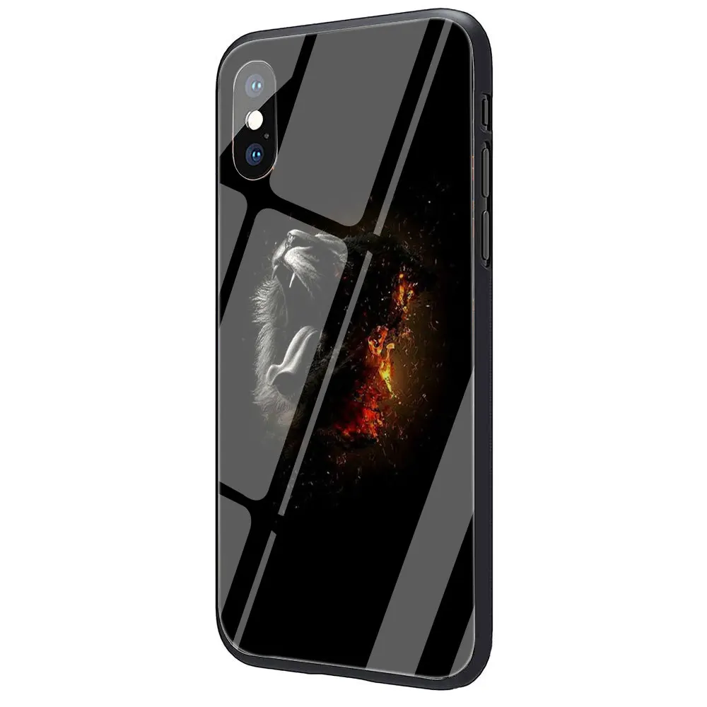 Модный чехол из закаленного стекла с дизайном льва Для iPhone 11 Pro 6 6S Plus 7 8 Plus X XS XR XS Max - Цвет: G2