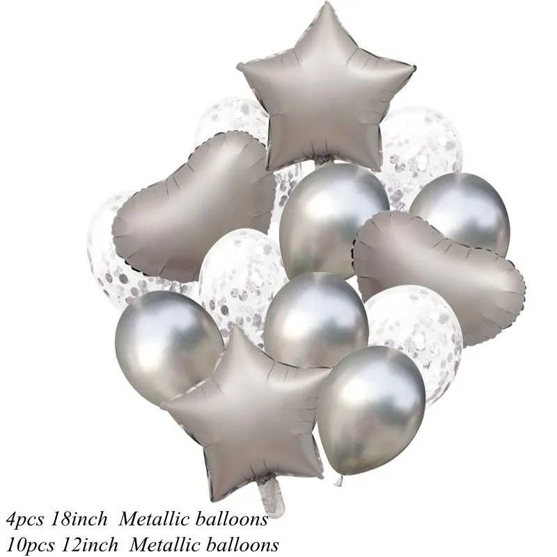 silver confetti 1 Набор 12/18 дюймов конфетти металлик воздушные шары с днем День Рождения Декоративные гелиевые шарики, свадьбы, праздника, балон вечерние поставки - Цвет: silver confetti