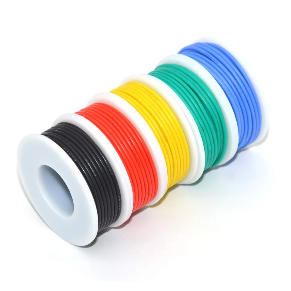 26awg 0.13mm2 Электрический провод с силиконовой оплеткой кабель 5 видов цветов (10