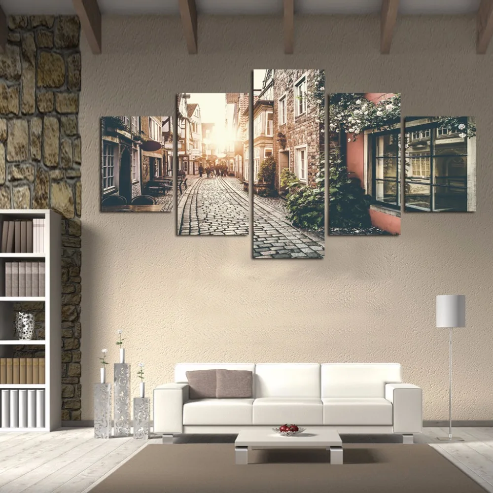 Картина на холсте 5 шт. HD городская уличная живопись рисунки для современной