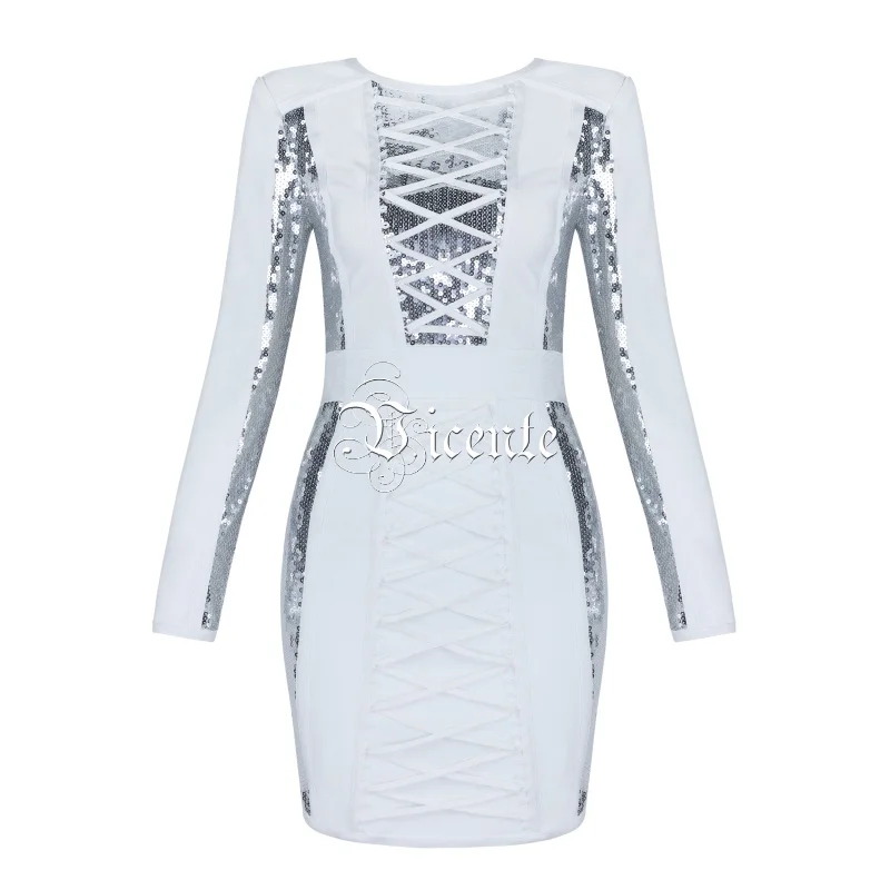 Женское вечернее платье блестящее облегающее с серебристыми блестками|Женские