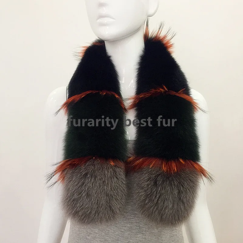 SF0245 New Arrival Women Real fox Fur Collar Scarf Fashion Womens Natural Design Scarves Girls Neck Warmer Black Stole |
