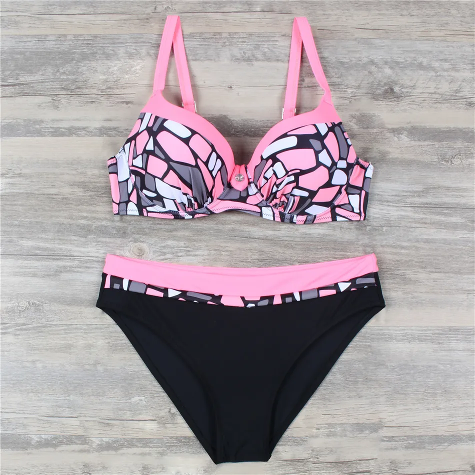 KINGTUT 2019 Push Up Strap Bikini Set Plus Size Swimwear Women Sexy Padded Summer Beach Wear Bathing Suit |