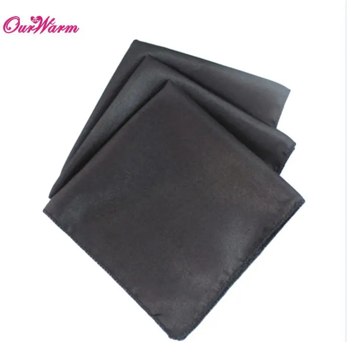 BLK 100Pcs Wedding Table Napkins 12" Square Pocket Handkerchief Satin Table Dinner Napkins for Wedding Decoration Accessories - Цвет: BLK