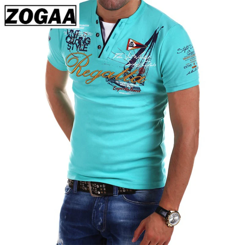 Мужская модная рубашка поло с коротким рукавом однотонная Повседневная ZOGAA 2018