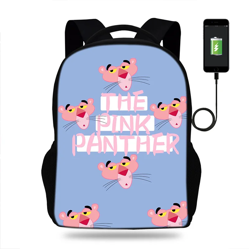 Рюкзаки для ноутбука с изображением розовой Пантеры и usb зарядкой рюкзак