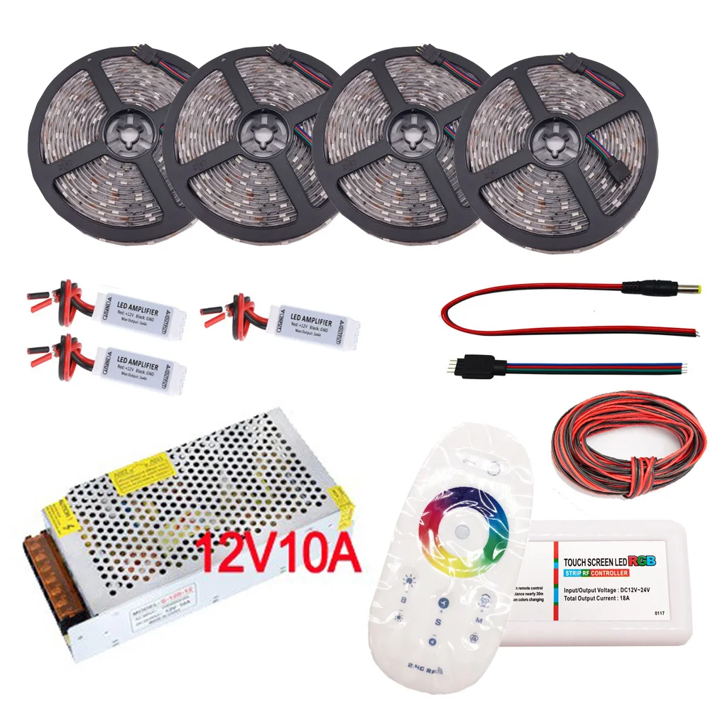 5 M 25 RGB набор светодиодных лент 5050 SMD Led Гибкий свет 30led/m DC12V + 2 4G RF пульт